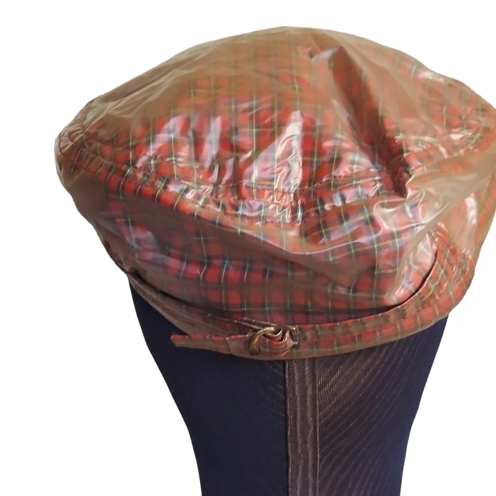 Vtg Red Plaid Cort Rain Cap by Cort Exclusive to J.L.‎ Hudson Adjustable Strap